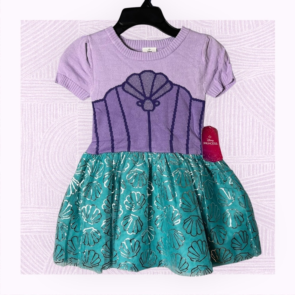 NEW Disney Princess Ariel Little Mermaid Dress Girls XS 4/5 Pastel Lilac Costume